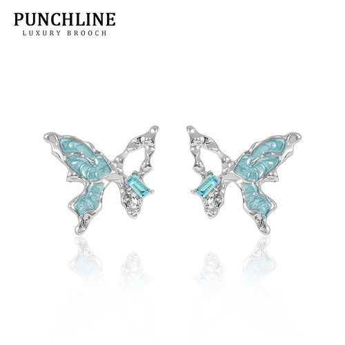 PUNCHLINE|蓝色蝴蝶耳钉高级感