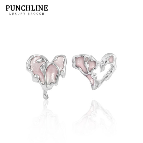 PUNCHLINE|粉色融化爱心形耳钉