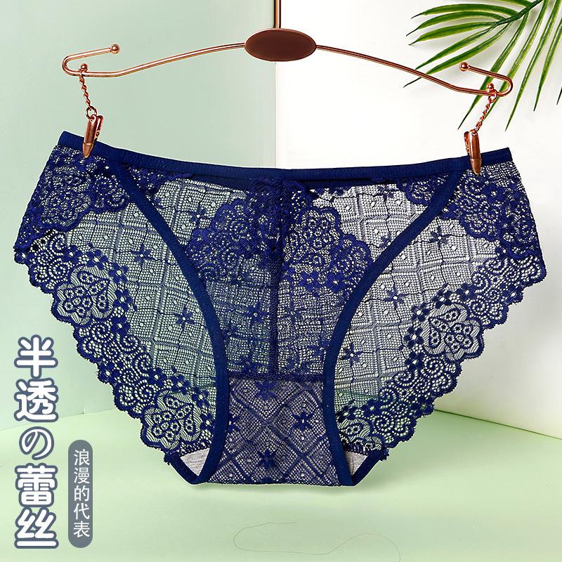 内裤女网红爆款蕾丝边无痕少女细带透明纯欲风货源