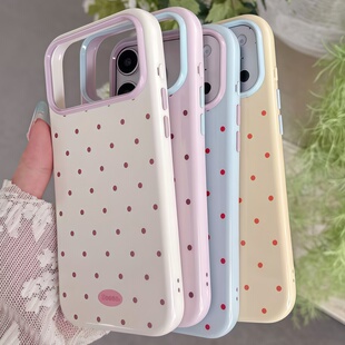 适用苹果18ProMax波点多巴胺17Pro Air大孔镜头框16Pro撞色15Plus糖果色防摔iPhone14新款13手机壳12保护套11