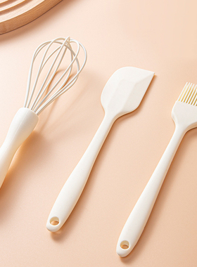 白色一体硅胶刮刀烘焙奶油刮板抹刀蛋糕铲子烘焙搅拌工具3件套装