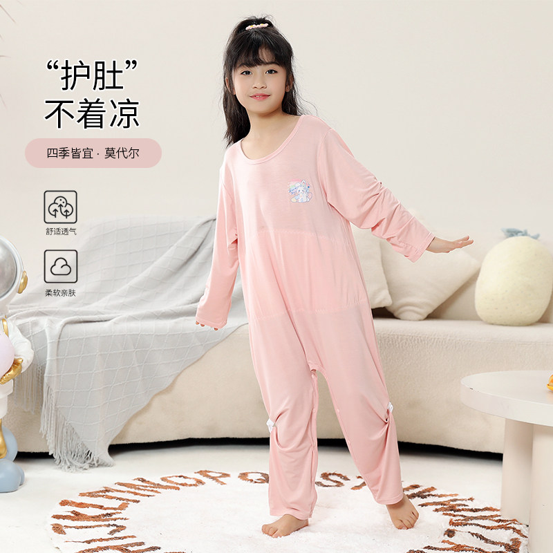 莫代尔儿童连体睡衣夏季薄款宝宝空调服女婴儿家居服春秋一岁半男