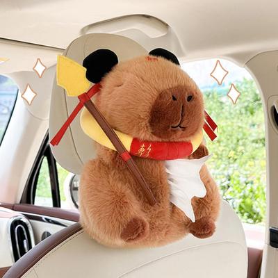 创意卡通车载纸巾盒可爱卡皮巴拉汽车挂式抽纸盒车内装饰纸巾挂袋