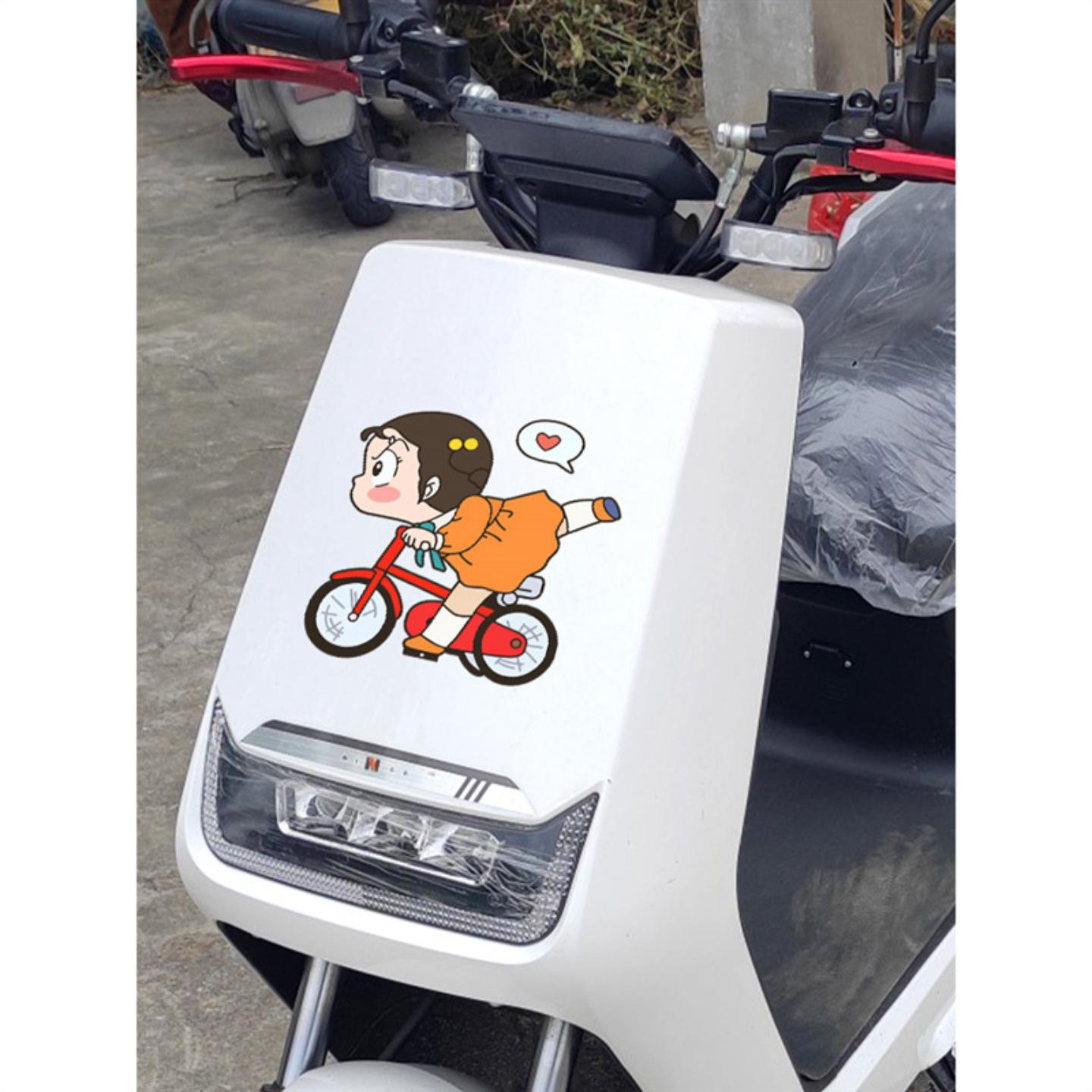 电动车前脸贴纸个性可爱追风美摩托车大面积划痕遮挡装饰车贴