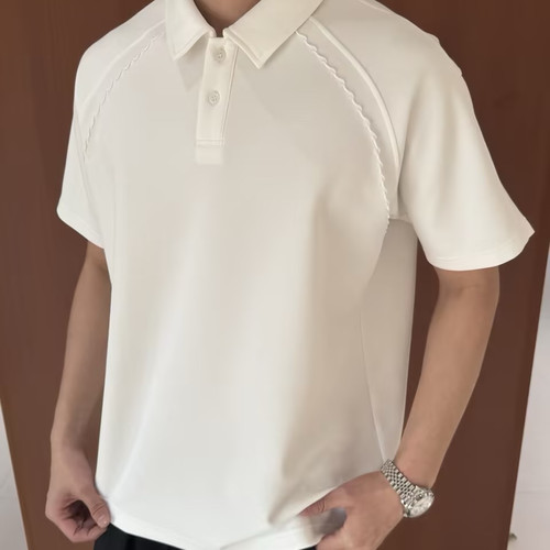 Fable2026年夏上新纯色通勤风插肩谷波结构设计款POLO衫男潮