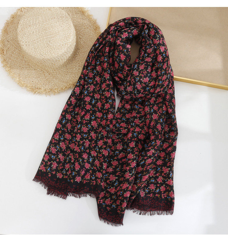 简约清新小碎花薄款棉纱围巾女春秋长款夏季防晒空调房披肩两用