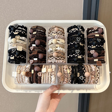 皮套头绳发圈橡头圈成人马尾高弹力耐用新款高端发绳皮筋扎头棕色