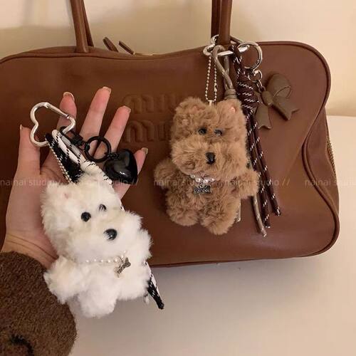毛绒小狗包挂件包包情侣钥匙扣西高地狗狗玩偶高级感钥匙链公仔