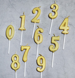 蜡烛 生日蛋糕金色数字蜡烛插件 烘焙装 扮0 9数字无烟PVC盒装