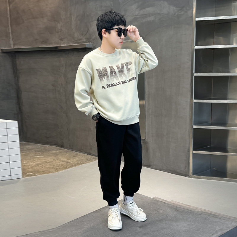 胖童装男童加肥加大长袖t恤春装卫衣中大童宽松儿童大码春季体恤