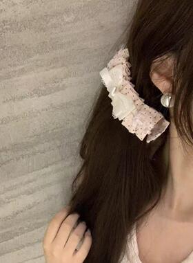 韩系甜美多层蝴蝶结波点爱心香蕉夹洋气百搭不易掉香蕉夹甜妹发饰