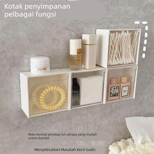 棉签化妆棉收纳盒壁挂翻盖卫生间浴室牙线创意墙面储物盒子