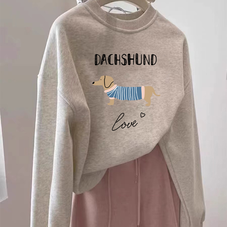 2025年新款加厚无帽长袖上衣薄款通勤卫衣女圆领春秋正肩大码加绒