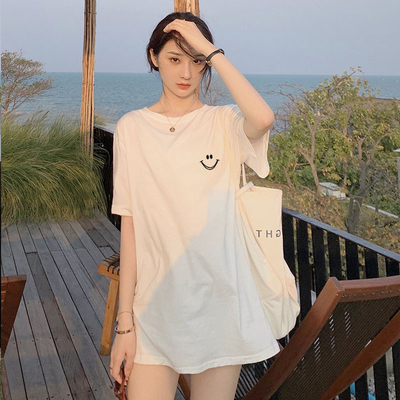 短袖中长款T恤女夏季纯棉宽松
