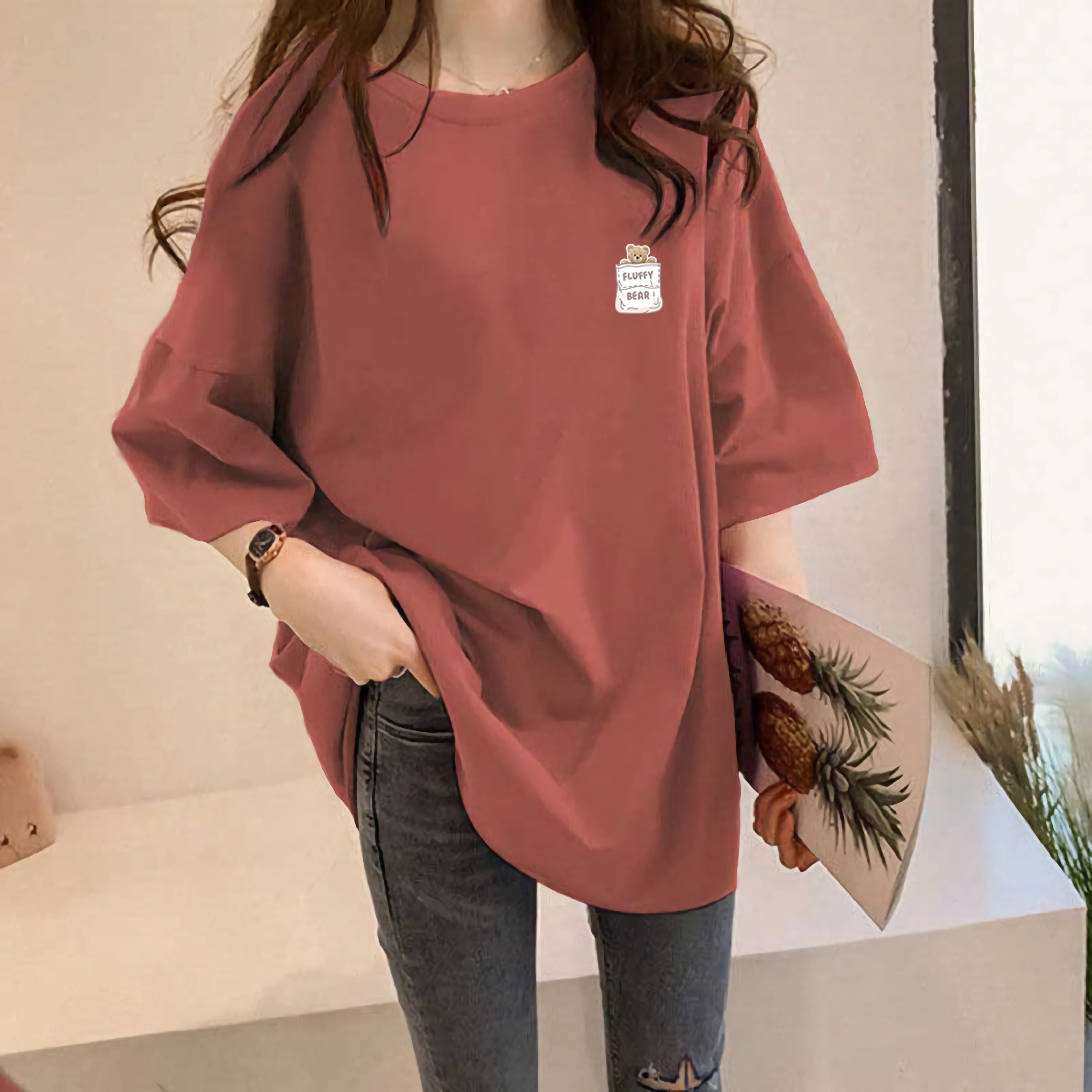 中长款短袖t恤女纯棉宽松休闲