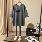 磨毛纯棉短袖 t恤女宽松中长款 韩版 搭配鲨鱼裤 上衣打底春夏秋冬季