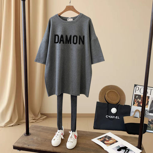 短袖宽松中长款加厚时尚百搭磨毛