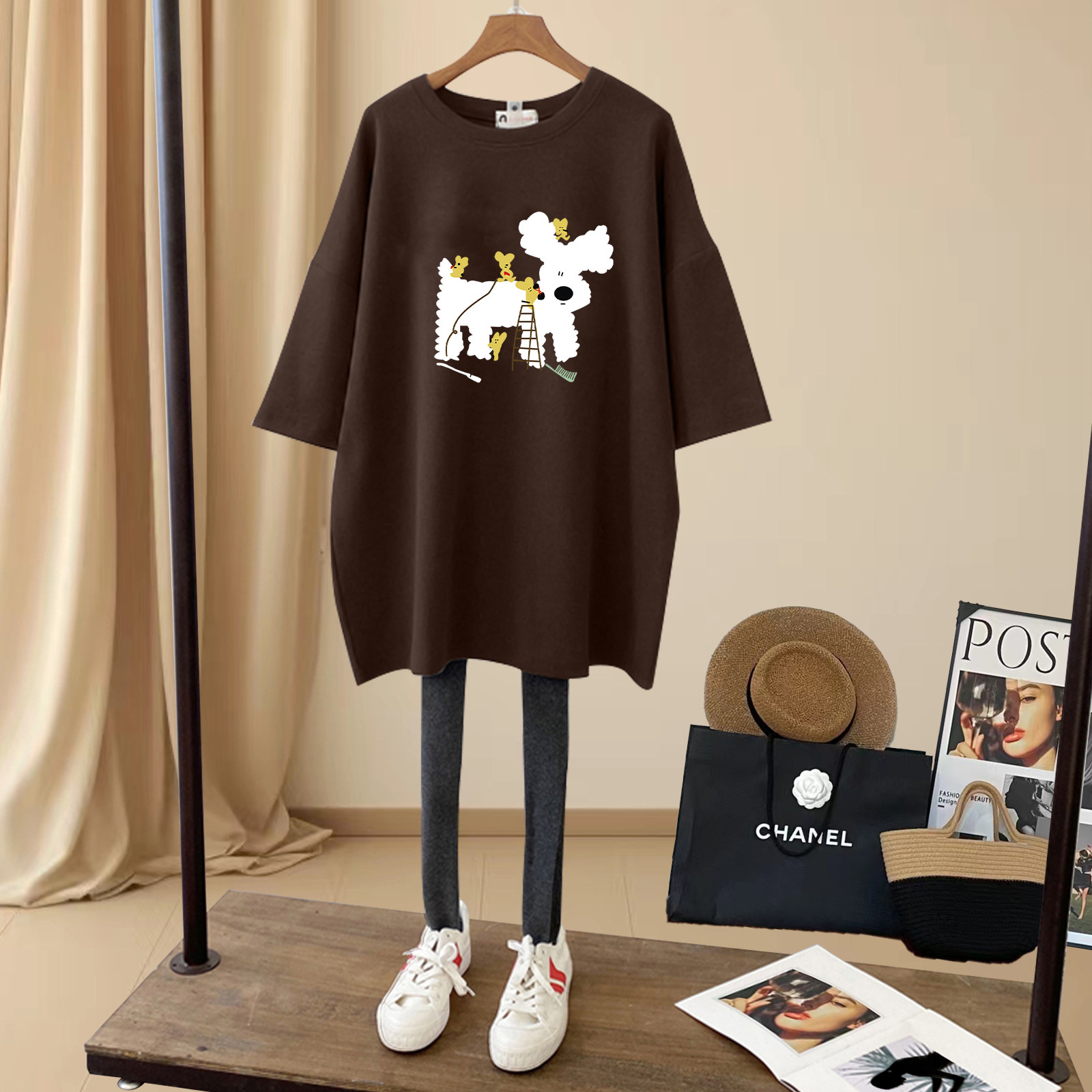 加厚保暖磨毛短袖t恤女中长款搭配鲨鱼裤休闲上衣打底衫春秋季潮,女装/女士精品,T恤,淘宝优惠券,粉丝福利购,淘宝优惠卷