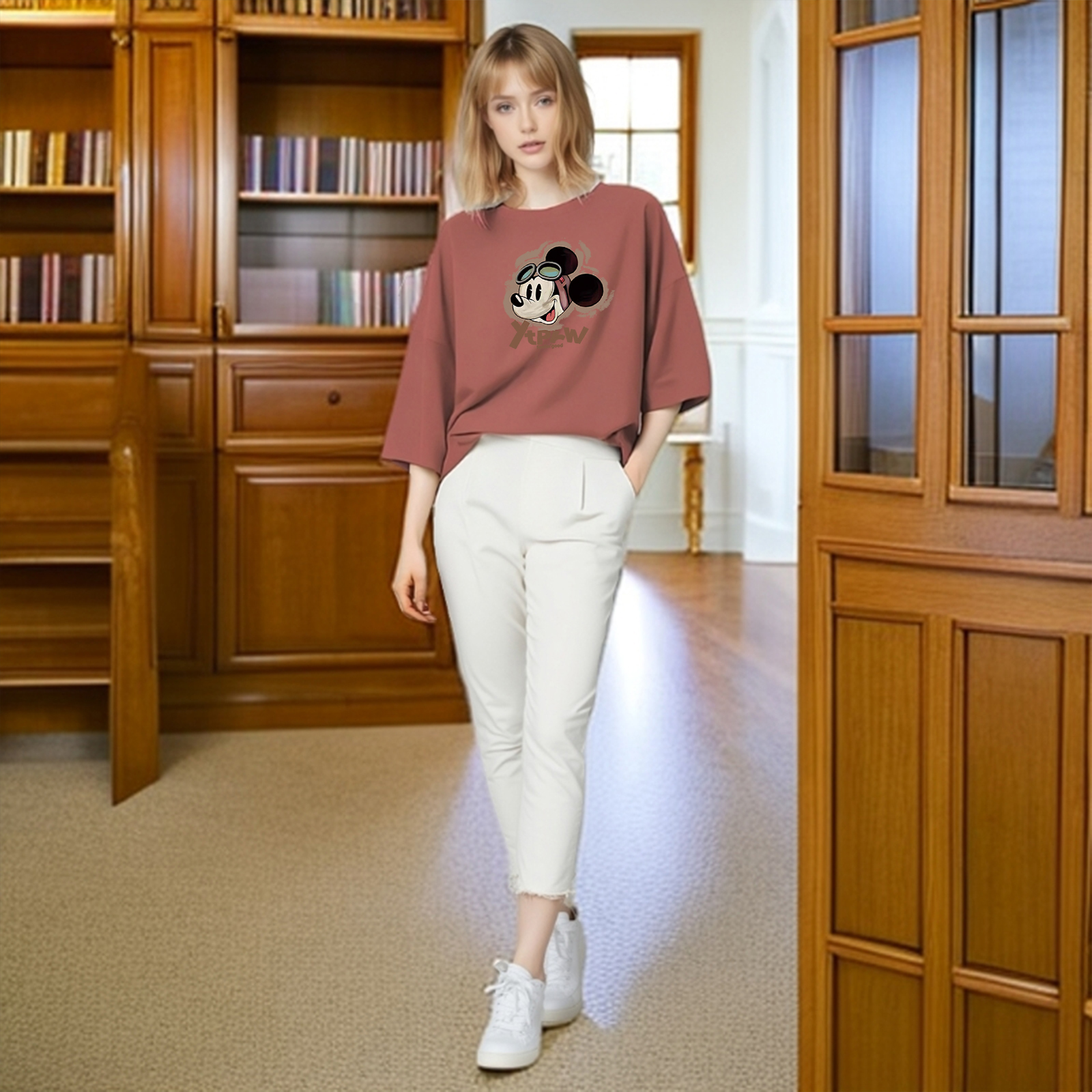 纯棉圆领短袖t恤中长款韩版宽松