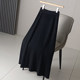 针织半身裙女秋冬高腰显瘦长款 裙子冬季 长裙黑色显瘦半裙赫本风