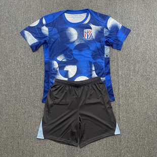 上海申花赛前训练服短袖足球服球员教练款组队服2025新款中超球衣