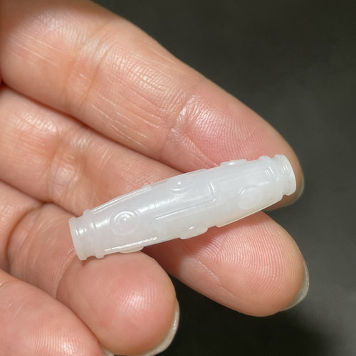九眼天珠  新疆和田玉白玉籽料 勒子吊坠 玉质温润 油糯 细度好