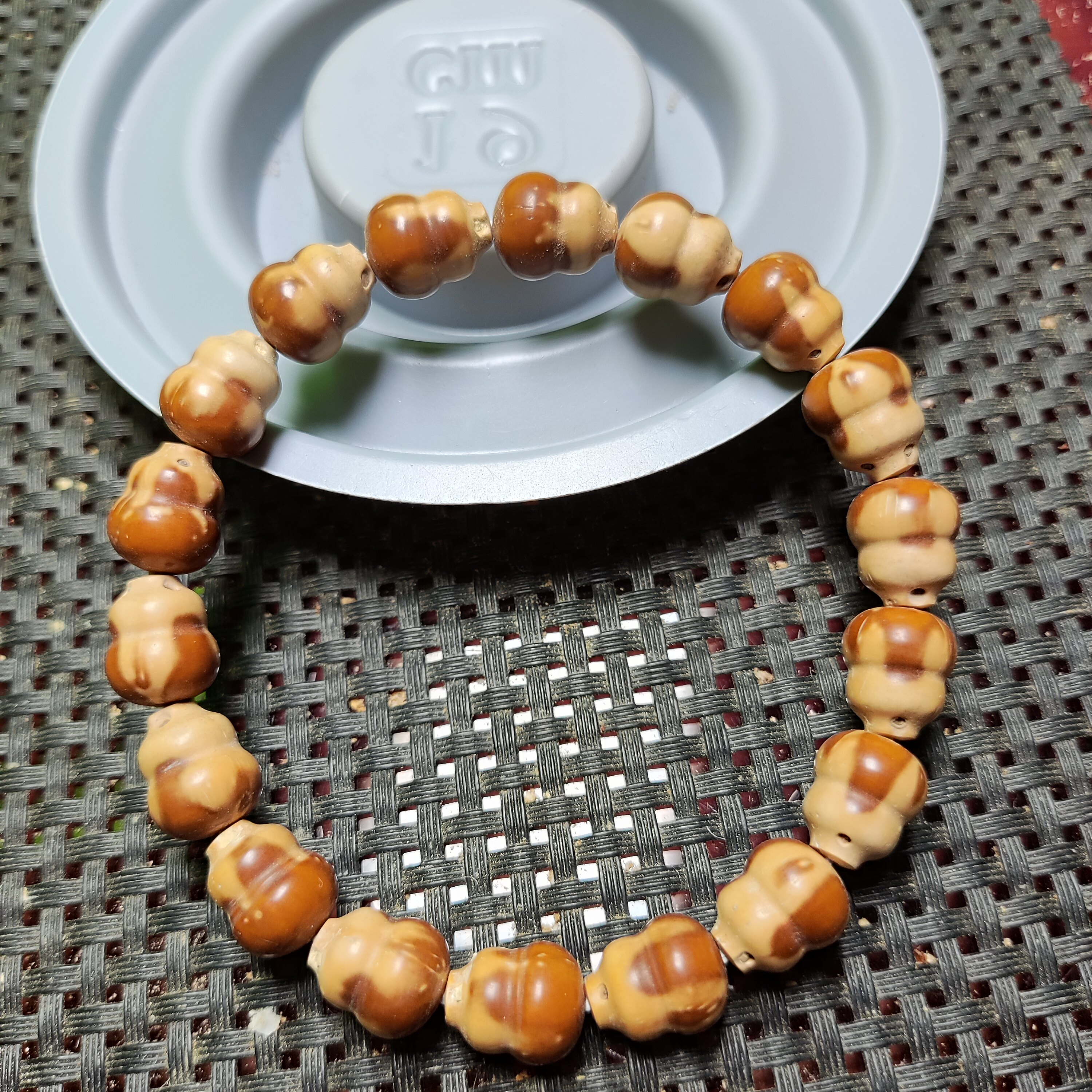 紫金鼠福禄葫芦手串幻彩三眼菩提野生籽核雕刻原生态皮色