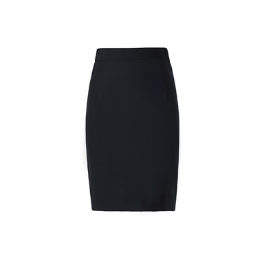 松紧腰工装黑色修身一步裙