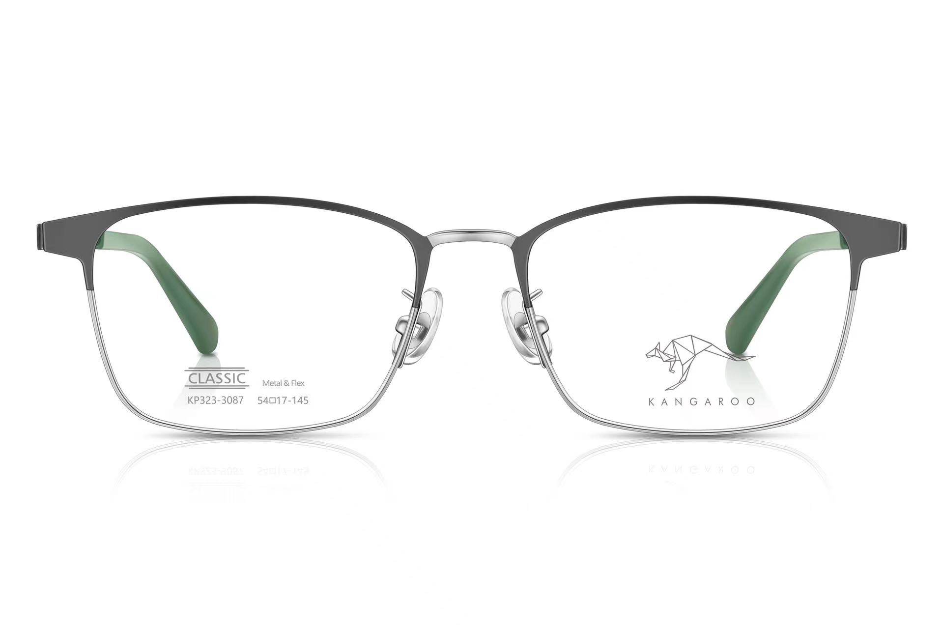 KANGAROO袋鼠眼镜框架超轻金属近视套镜夹片配镜新品正品323-3087