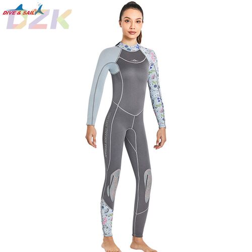 DIVE&SAIL新款潜水服3MM保暖长袖连体潜水衣女加厚游泳浮潜冲浪h5