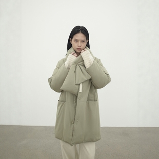 FN爱与南希2025冬季纯色立领90白鸭绒简约气质中长款羽绒服03441