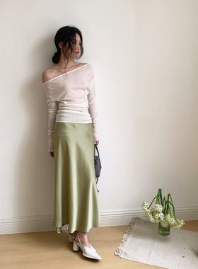 爱与南希2025春夏轻奢高级感包臀缎面显瘦垂感中长鱼尾半身裙4031