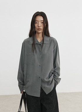 FN爱与南希2025秋季通勤翻领肌理感休闲百搭宽松长袖衬衫女02803