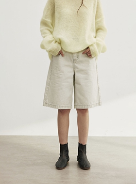 FN爱与南希2025韩系洗水棉复古宽松百搭直筒休闲牛仔短裤女02667