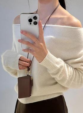 FN爱与南希2024秋季新款一字领露肩软糯羊毛显瘦百搭针织衫31055