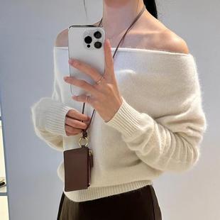 FN爱与南希2024秋季新款一字领露肩软糯羊毛显瘦百搭针织衫31055