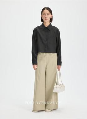 FN爱与南希2025春季新款纯色高腰抽绳宽松长绒棉阔腿休闲裤11488