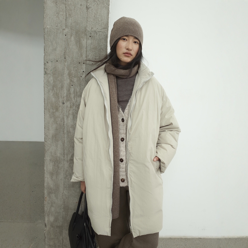 90白鸭绒文艺感百搭中长款羽绒服