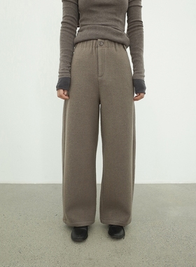 FN爱与南希2025冬季纯色半松紧加厚保暖遮胯显瘦羊毛休闲裤03155