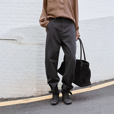 韩版纯棉高腰柔软亲肤弯刀休闲裤