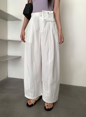 FN爱与南希2025夏季韩系棉锦百搭显瘦阔腿半松紧腰休闲裤女21985