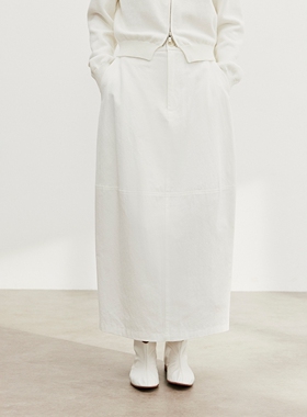 FN爱与南希2025秋季设计感天丝棉麻斜插口袋显瘦开叉半身裙02673