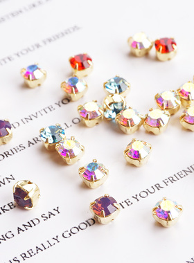 4mm手缝爪钻石宝仕奥莎高端镀金镶手缝钻串珠法式刺绣手工diy配件