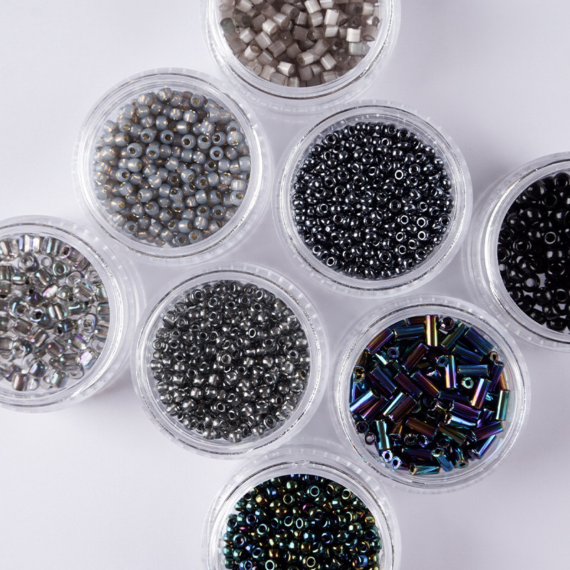 diy黑灰优质法式十字散珠刺绣