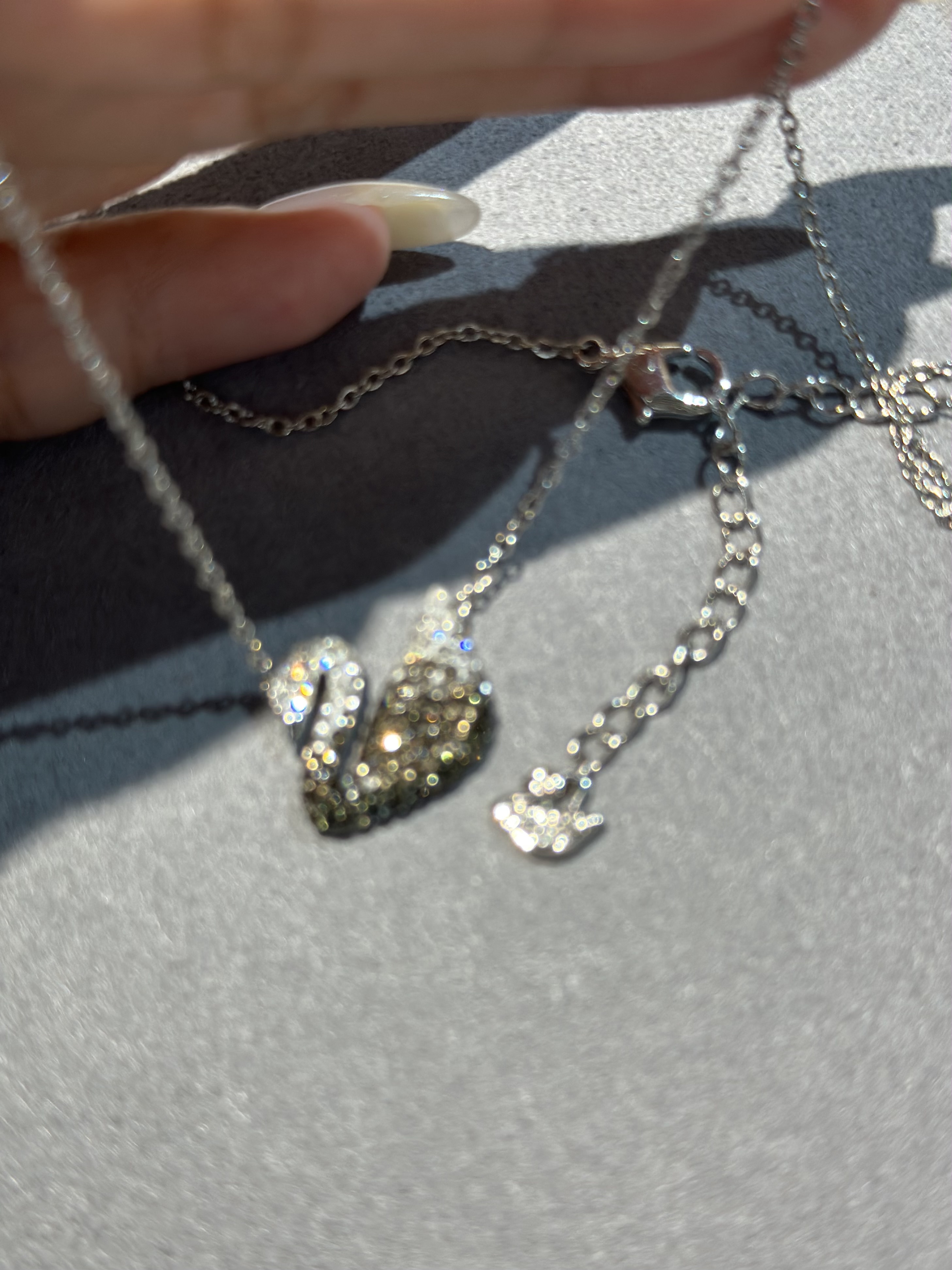 辣椒二店不掉色链小天鹅项链女香槟金钻时尚百搭华子钻女锁骨链