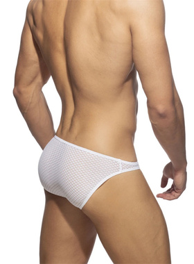 2023年AD新款男士内裤低腰性感网眼比基尼锦纶蕾丝半透明内衣透气