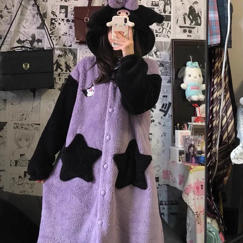 加厚库洛米情侣睡衣女冬加绒睡袍果壳同款保暖外穿家居服长款可爱,女士内衣/男士内衣/家居服,睡衣/家居服套装,淘宝优惠券,粉丝福利购,淘宝优惠卷