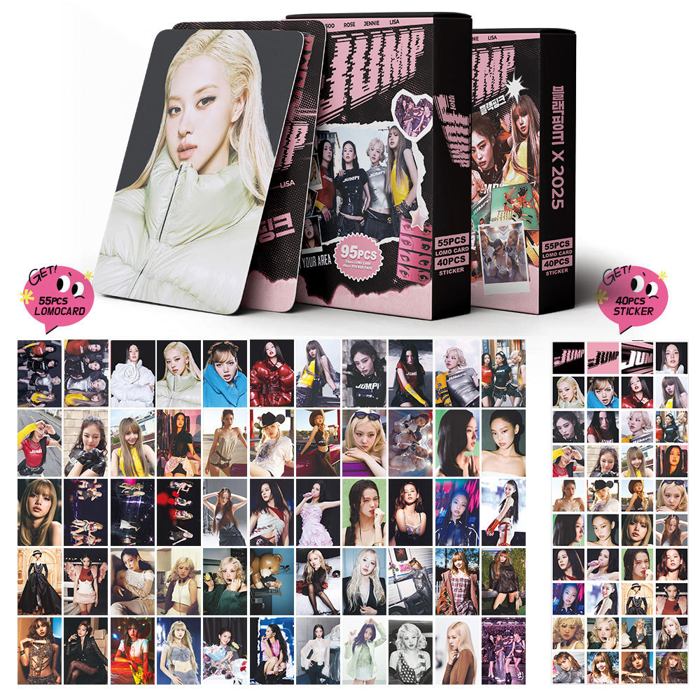 95张JUMP自印小卡贴纸粉墨 BP卡片ROSE贴画 JENNIE应援LISA JISOO