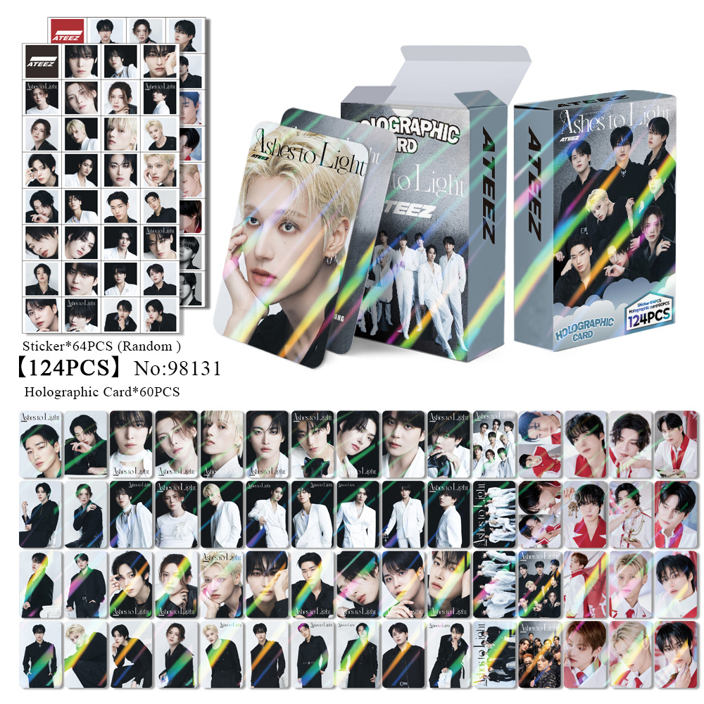 ATEEZ镭射卡124张Ashes to Light专辑明信片收藏卡照片卡自印小卡