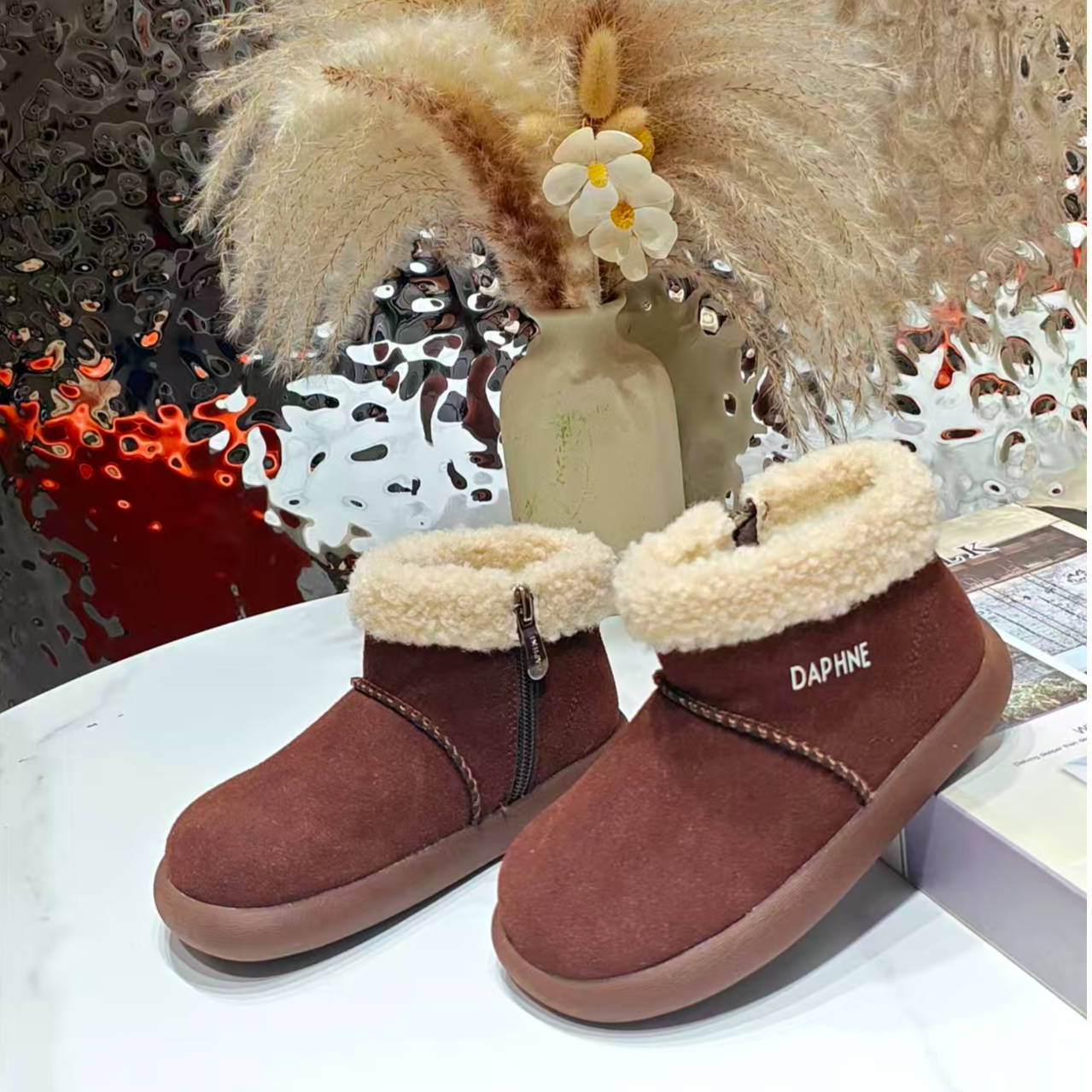 【CC家CC】达芙妮小土豆厚底男女童季新款穆勒鞋雪地靴8126